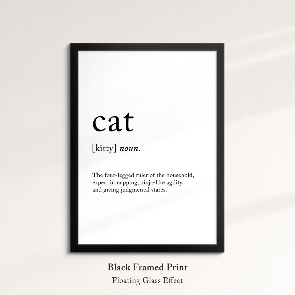 Cat Funny Definition Dictionary Quote Minimalist Black White Wall Art Print - Image 8