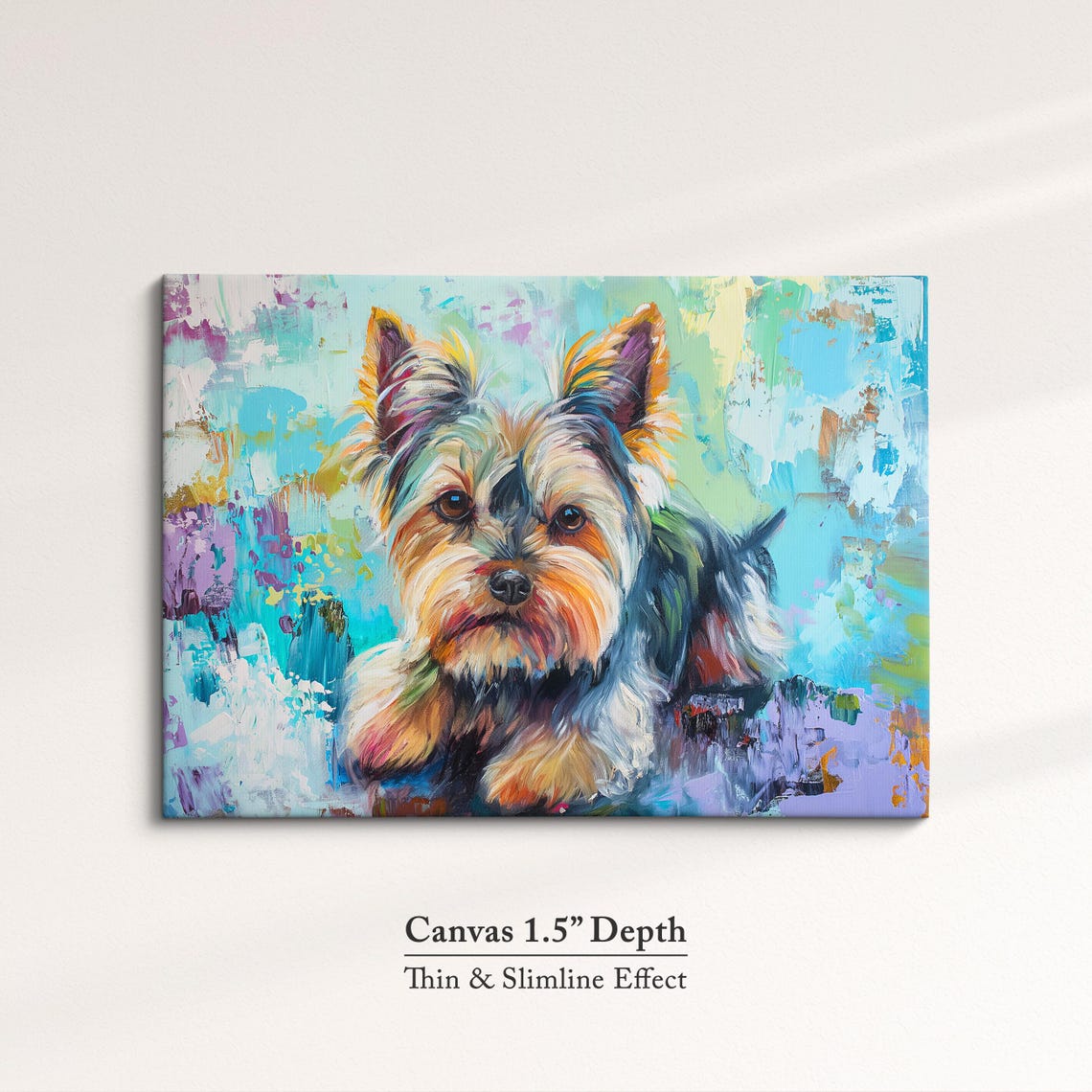 Yorkshire Terrier Sitting Pose Mint Teal Abstract Dog Art Poster - Image 3