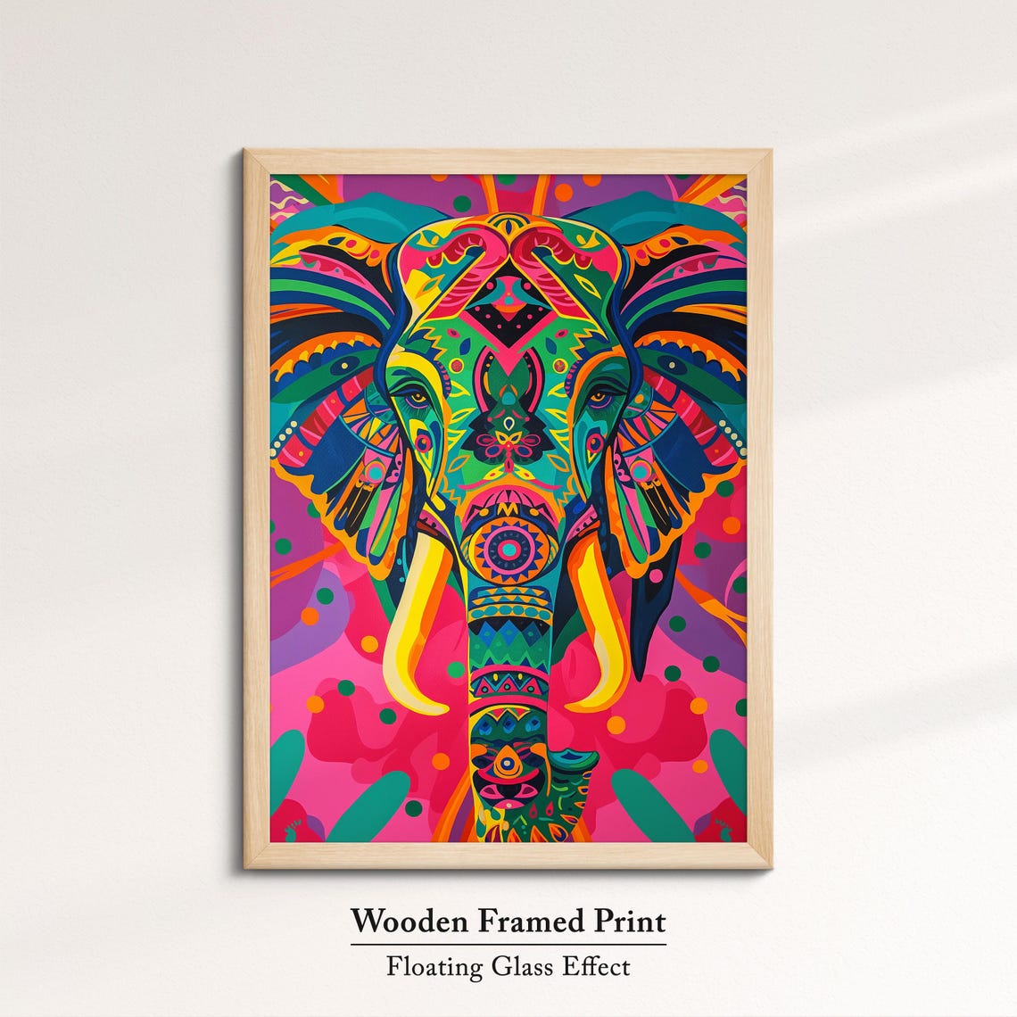Elephant Mandala Ornamental Psychedelic Pink Purple Vibrant Art Poster - Image 6