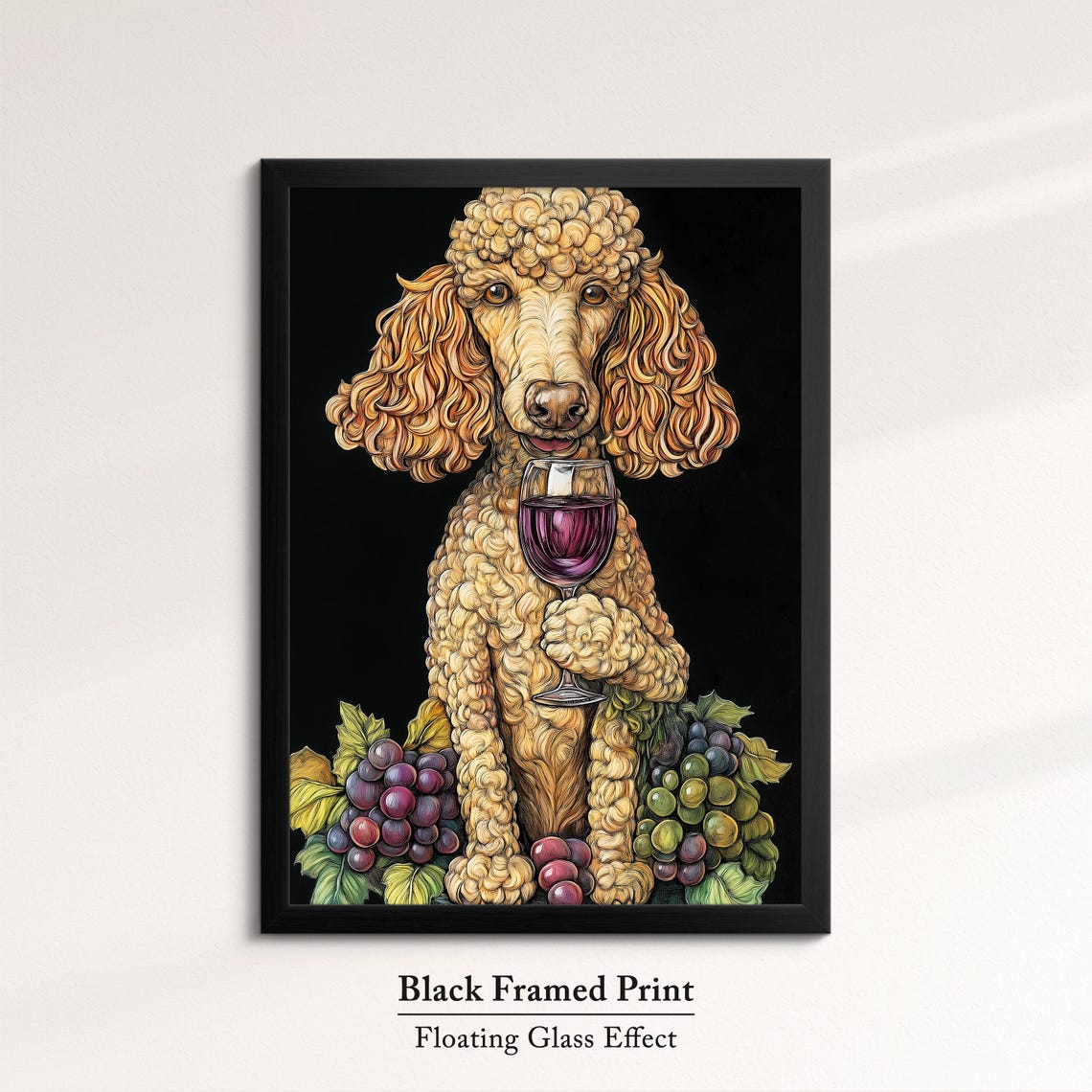 Poodle Dog Holding Red Wine Glass Grape Vineyard Elegant Art Poster - Image 8
