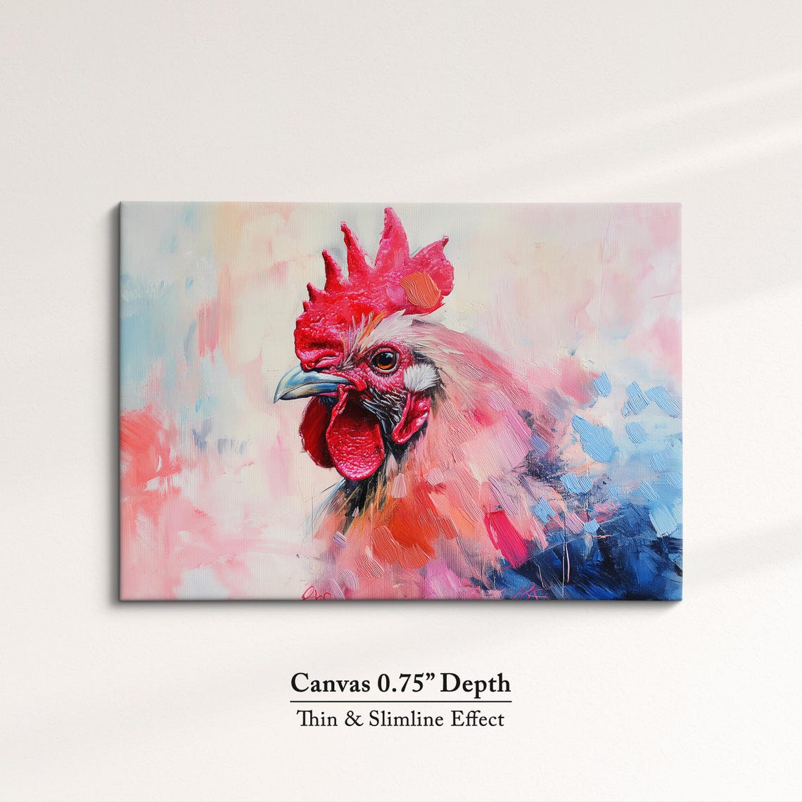 Rooster Head Red Comb Bold Pink Blue Abstract Farm Bird Art Poster - Image 4
