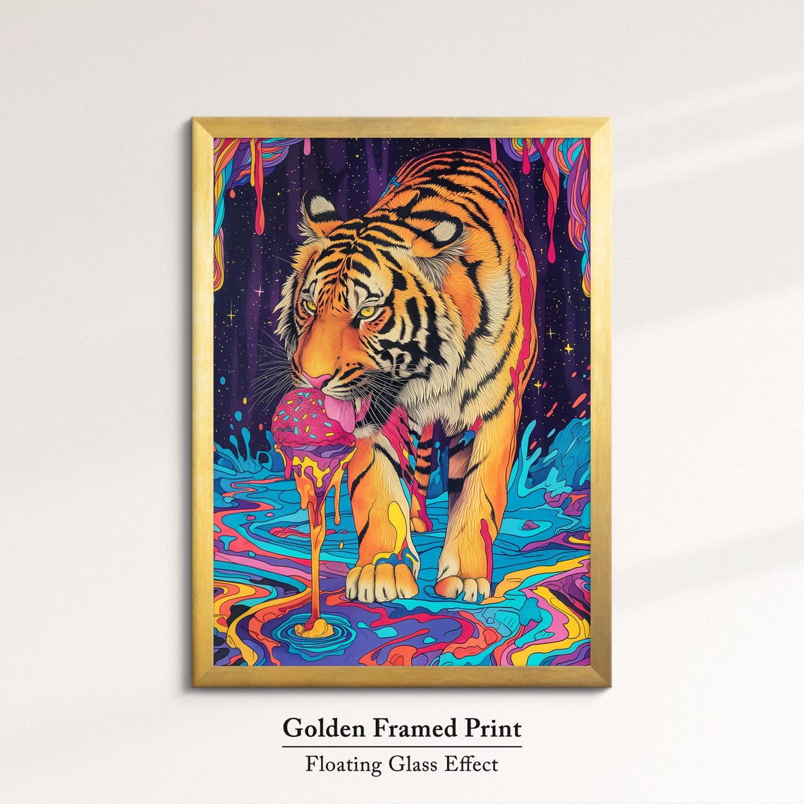 Psychedelic Neon Tiger Abstract Oil Painting Bold Wildlife Wall Art - Image 5