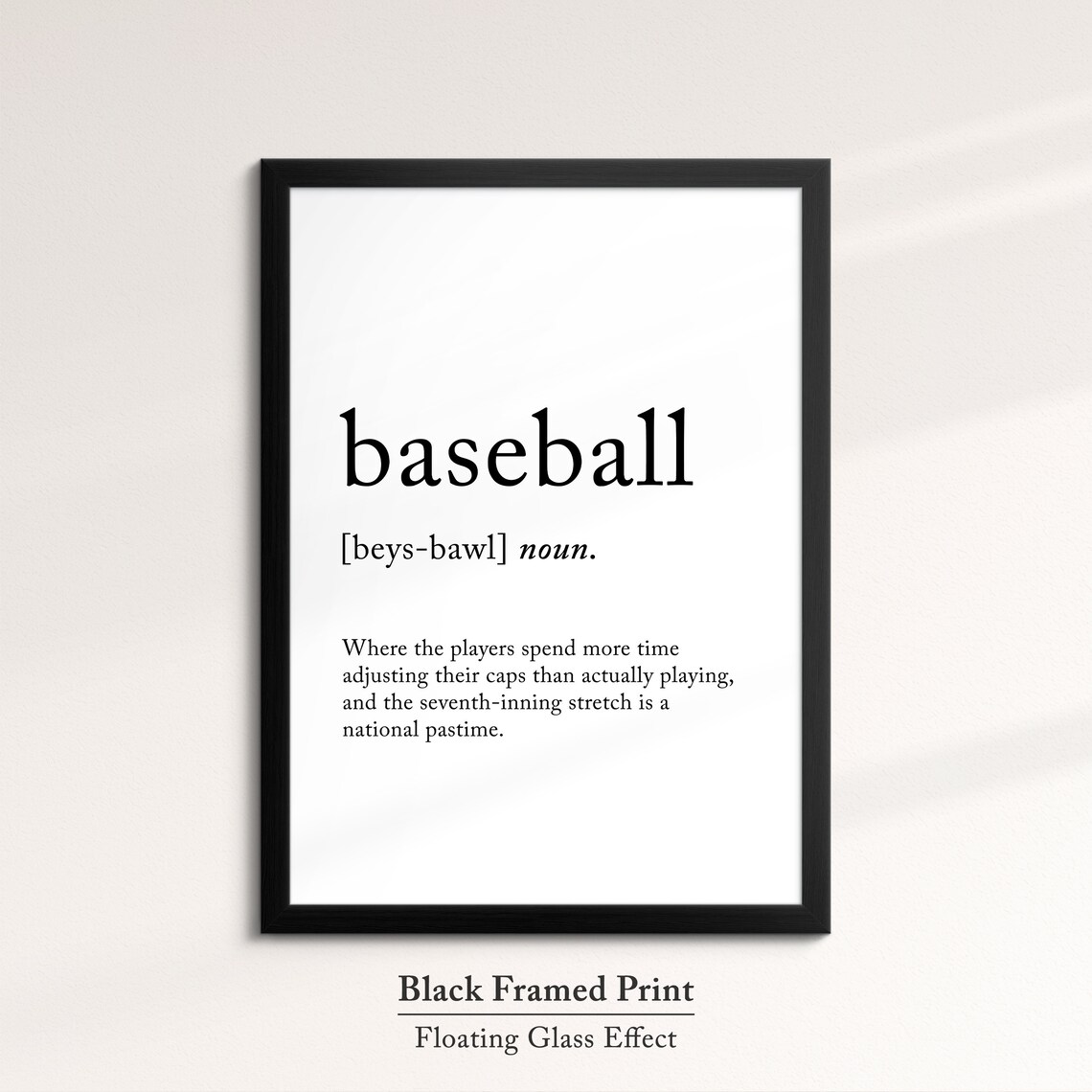 Baseball Definition Dictionary Funny Sports Quote Minimalist Framed Print Framed Wall Art Poster Home Decor Interior Baseball Gift - Image 8