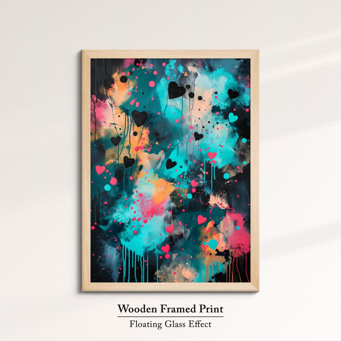 Colorful Abstract Heart Art Modern Love Inspired Wall Decor Bold Dripping Paint Design Vibrant Home Or Office Artwork - Image 6