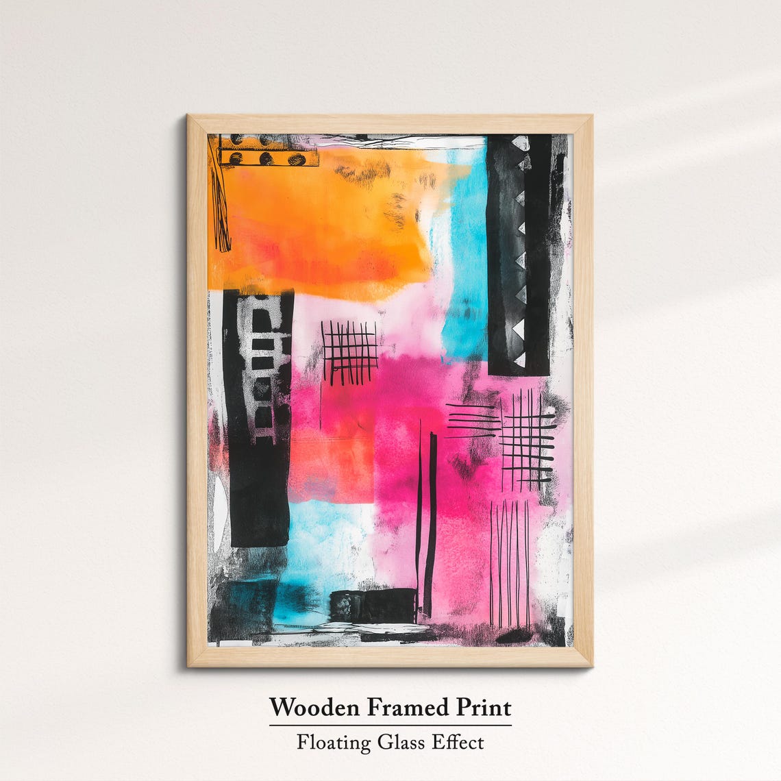 Colorful Abstract Modern Art Orange Pink Cyan Geometric Line Poster - Image 6
