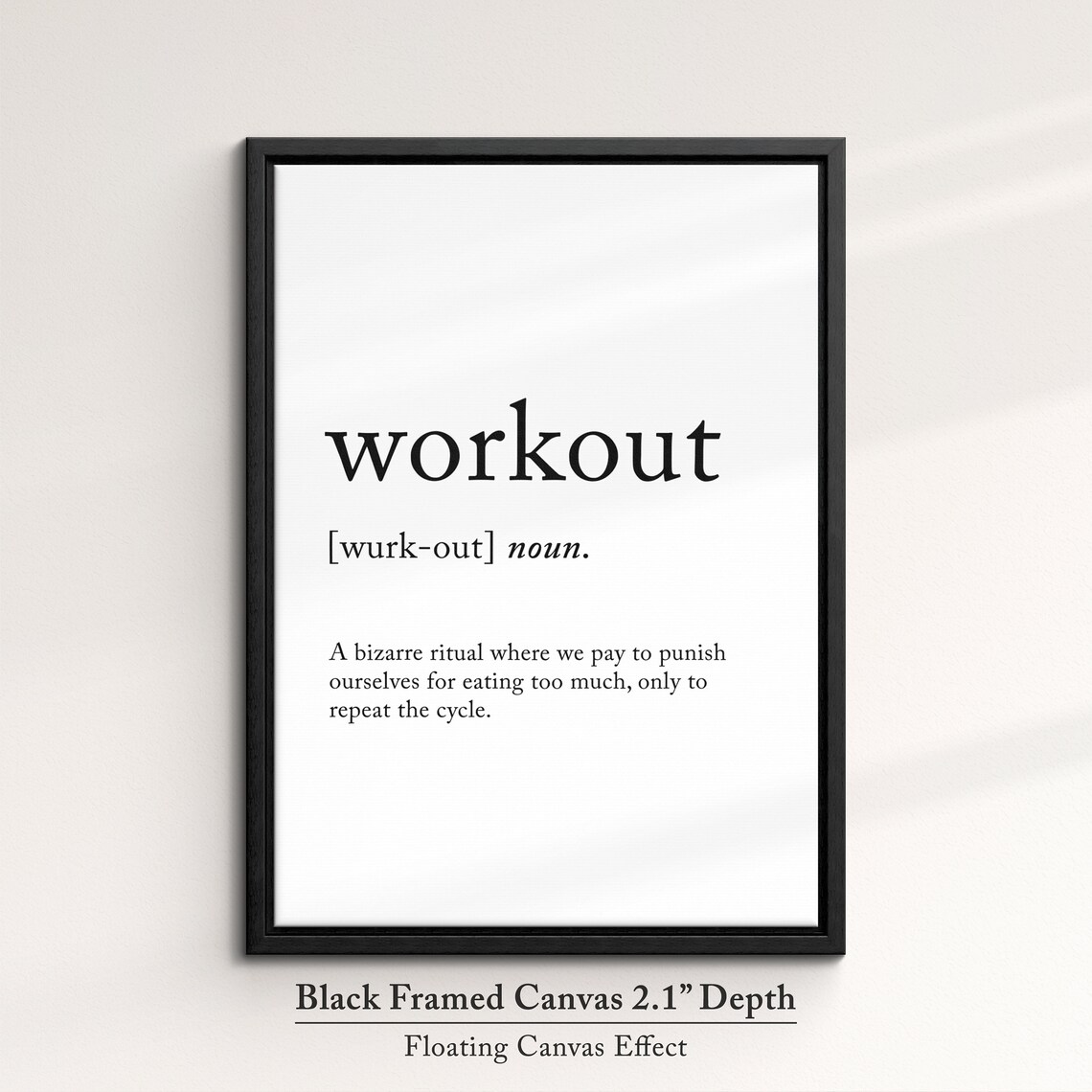 Workout Funny Definition Dictionary Quote Minimalist Framed Print Framed Wall Art Poster Home Decor Interior Gift For Gym Lover - Image 2