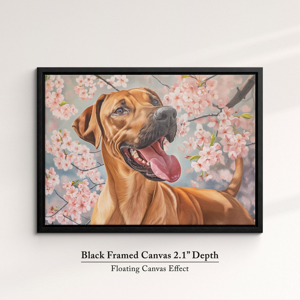 Rhodesian Ridgeback Smiling In Cherry Blossoms Happy Spring Dog Poster - Image 2
