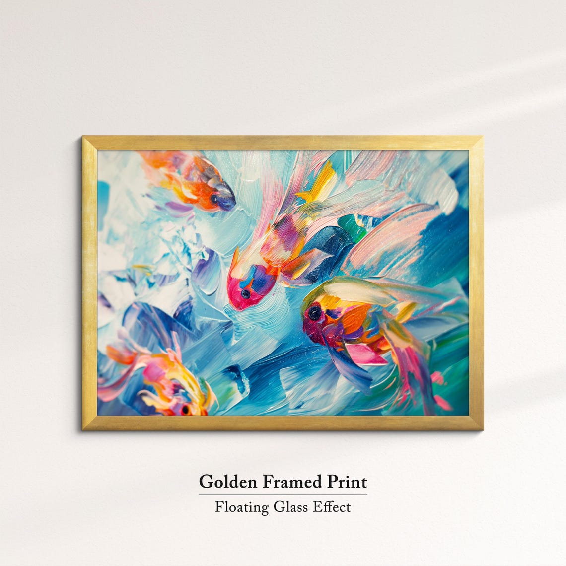 Colorful Fish Underwater Swirl Blue Pink Abstract Ocean Wall Art - Image 5