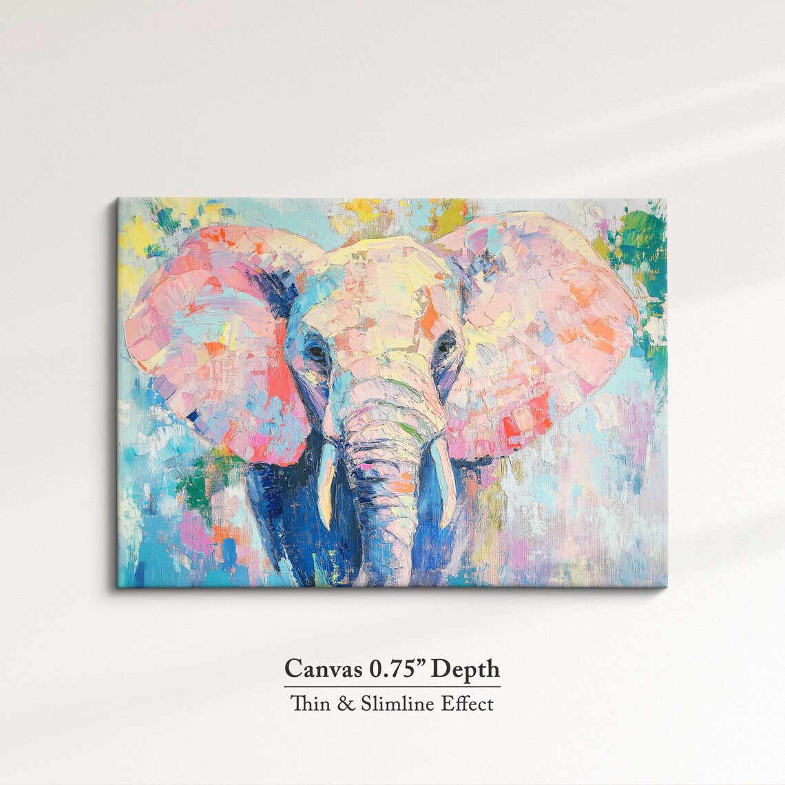 Elephant Abstract Oil Painting, Animal Art Print - Image 4
