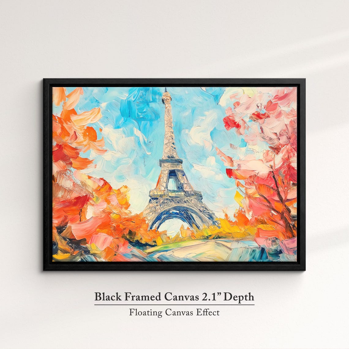Eiffel Tower Paris Vibrant Autumn Foliage Oil Painting Travel Poster - Image 2