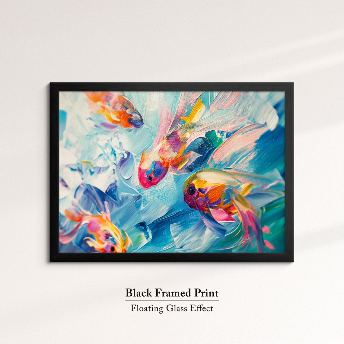 Colorful Fish Underwater Swirl Blue Pink Abstract Ocean Wall Art - Image 8