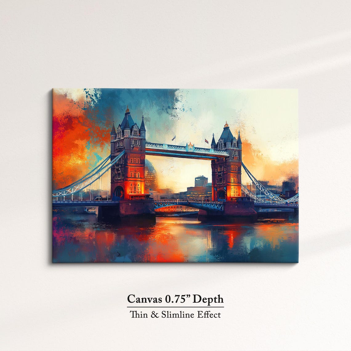 Tower Bridge London Sunset Watercolor Vibrant River Thames Art Poster - Image 4