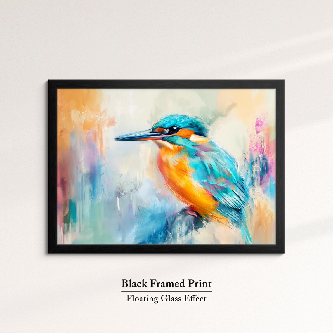 Kingfisher Bird Abstract Oil Painting Watercolor Art Print - Image 8