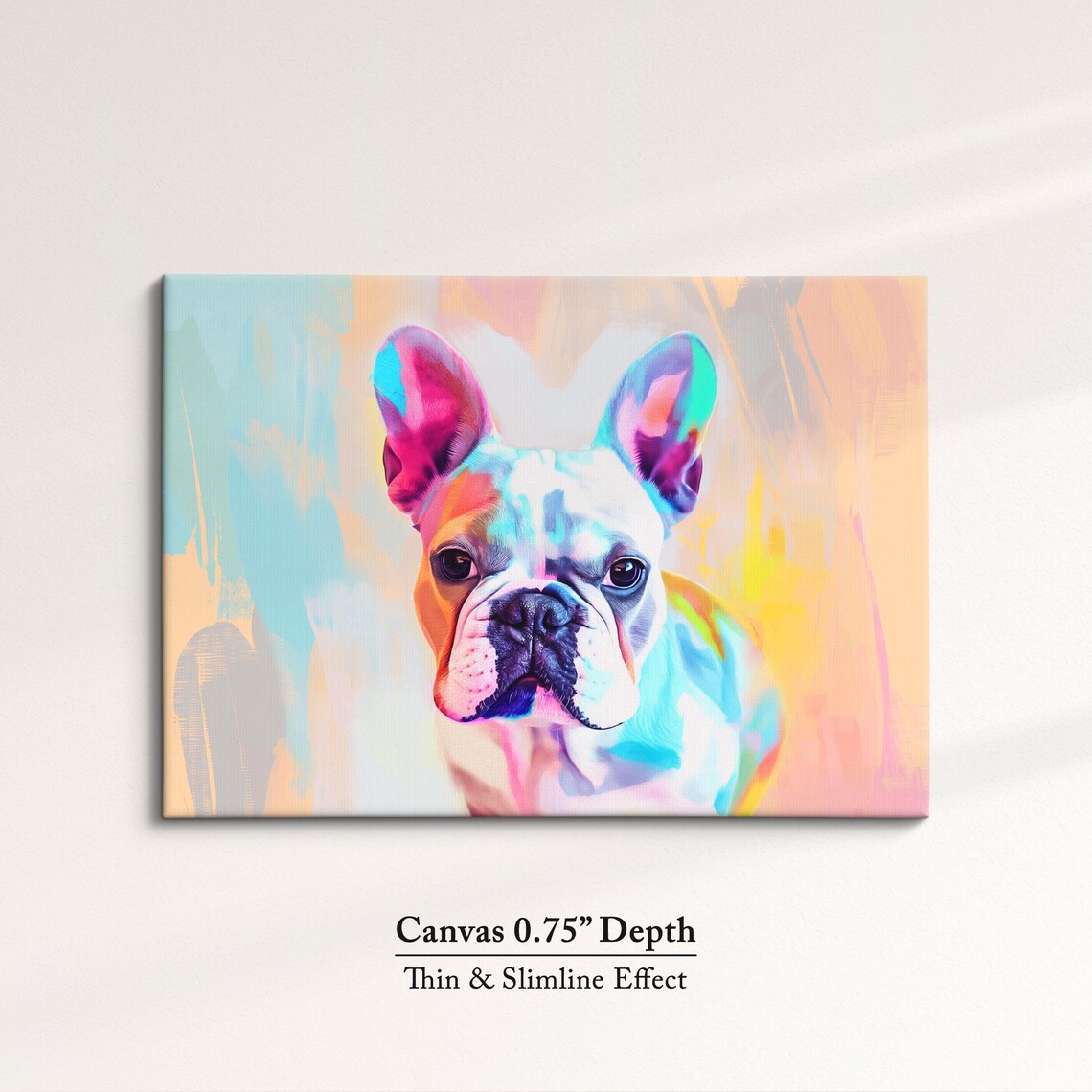French Bulldog Neon Rainbow Abstract Portrait Colorful Dog Art Poster - Image 4