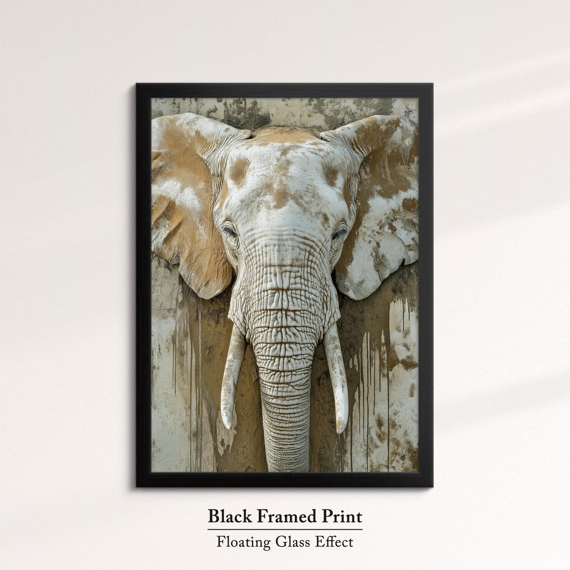 Elephant Head Sepia Neutral Beige Tusks Rustic Textured Wall Poster - Image 8