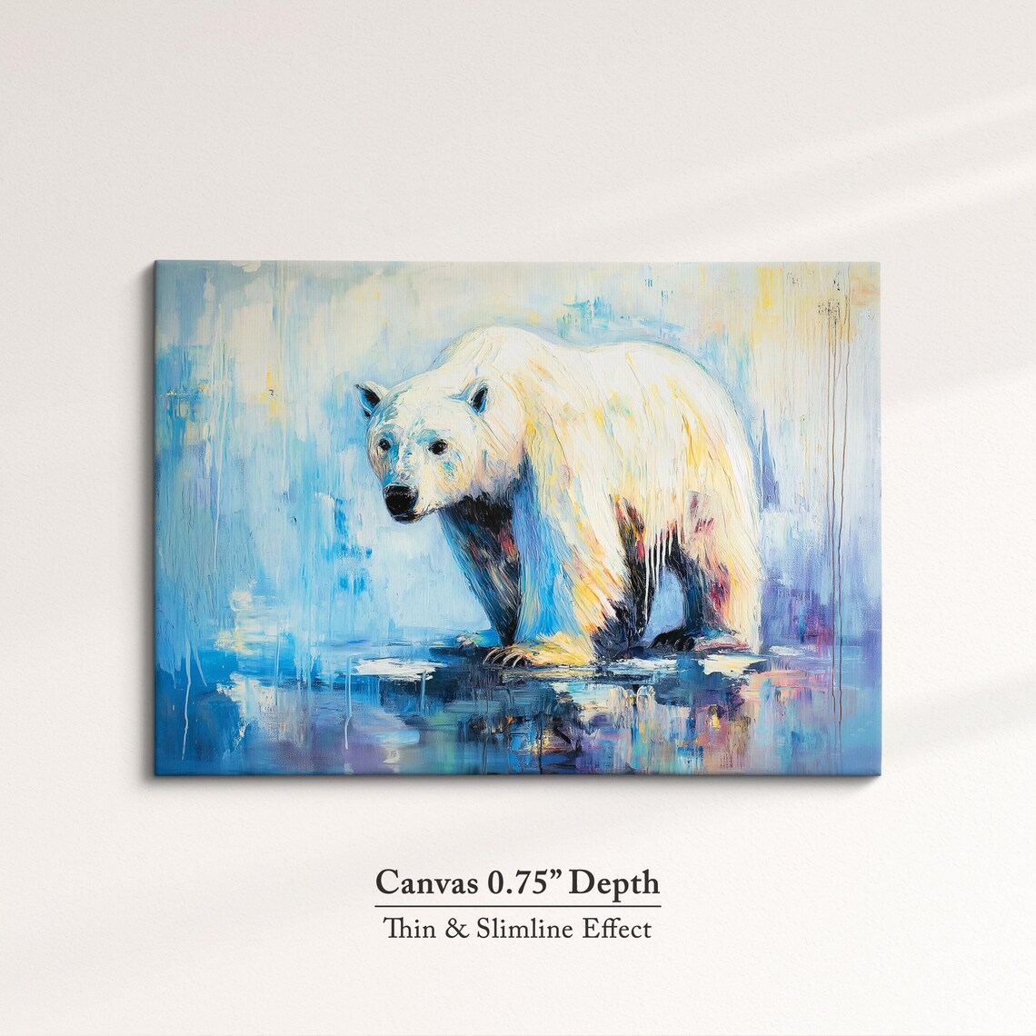 Polar Bear At Icy Water Edge Reflection Abstract Wildlife Wall Art Poster - Image 4