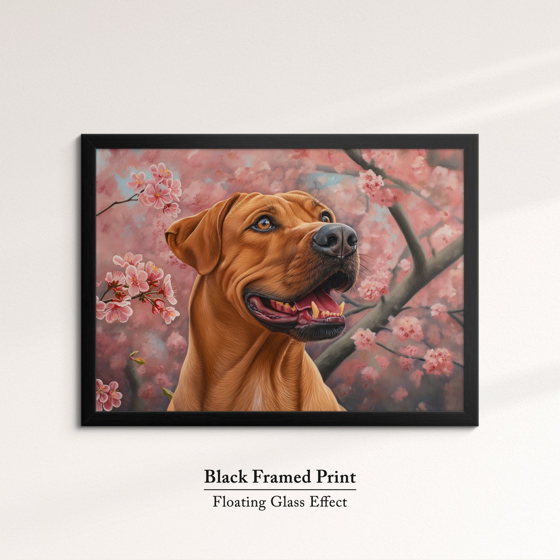 Rhodesian Ridgeback Happy Profile In Pink Cherry Blossoms Art Poster - Image 8