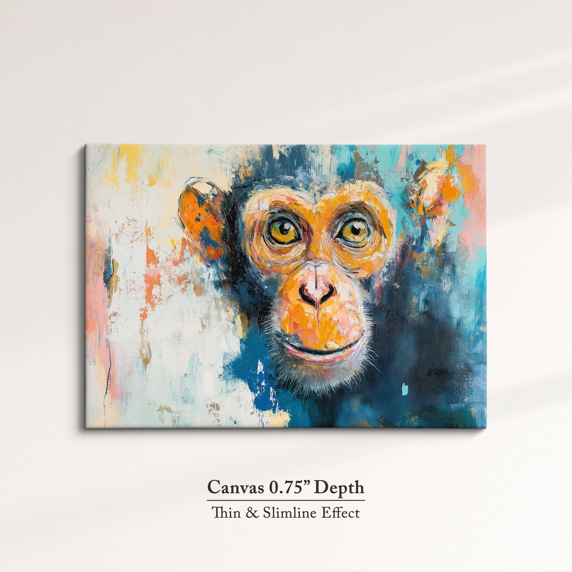 Chimpanzee Abstract Oil Painting Colorful Primate Portrait Wall Art - Image 4