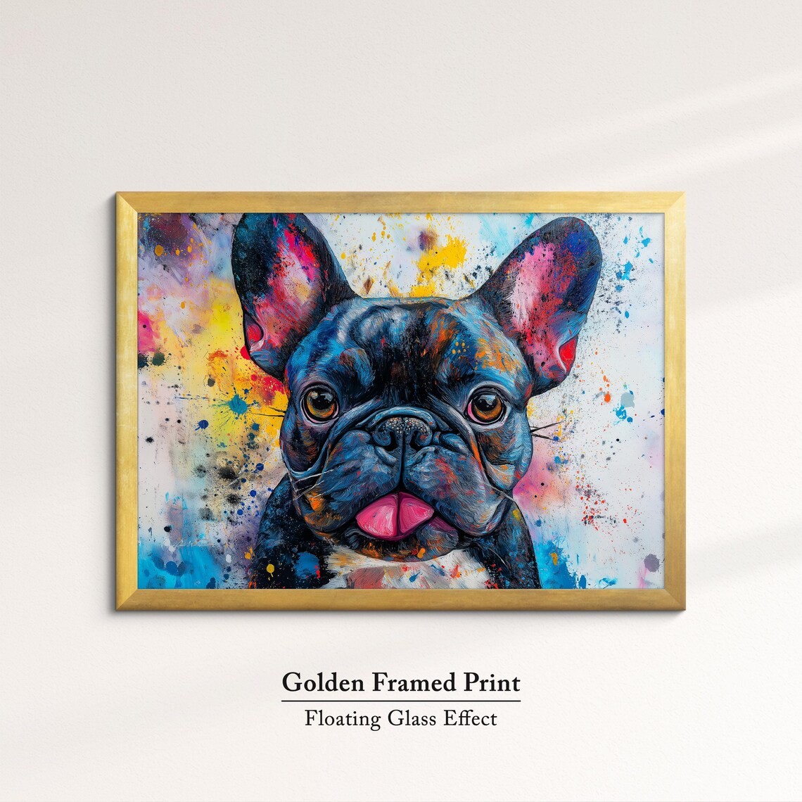 French Bulldog Tongue Out Colorful Splatter Portrait Dog Art Print - Image 5