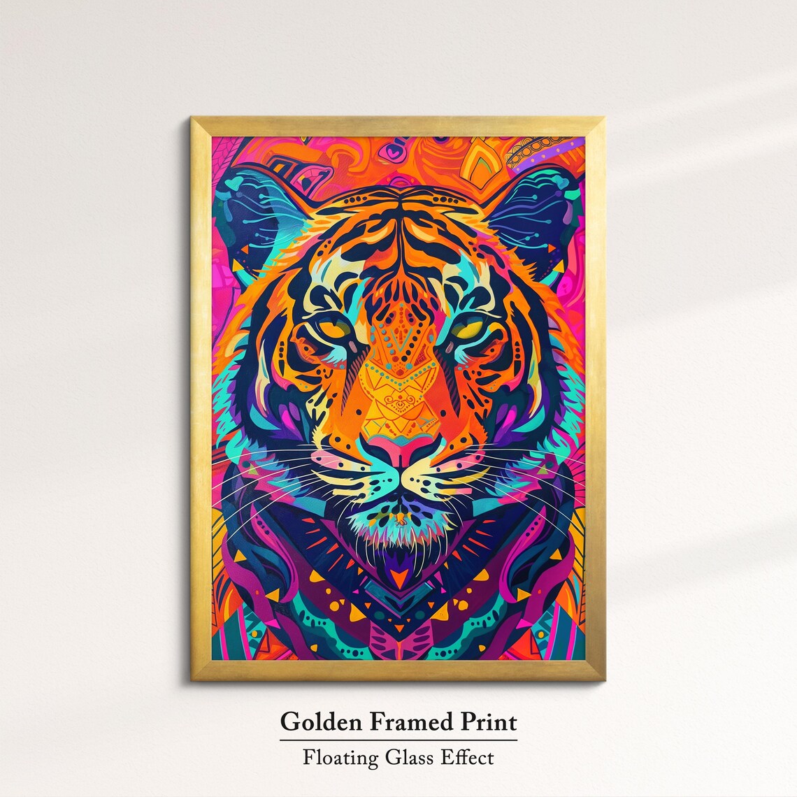 Tiger Symmetric Mandala Pop Art Face Vibrant Orange Teal Wildlife Poster - Image 5