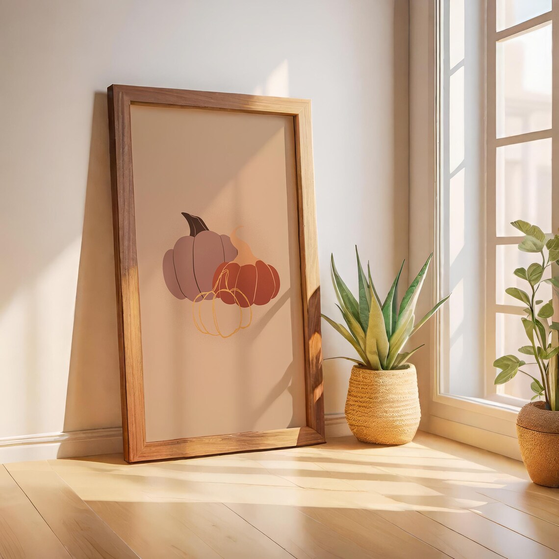 Fall Pumpkin Doodles Minimalist Autumn Poster Burnt Orange Harvest Print - Image 2