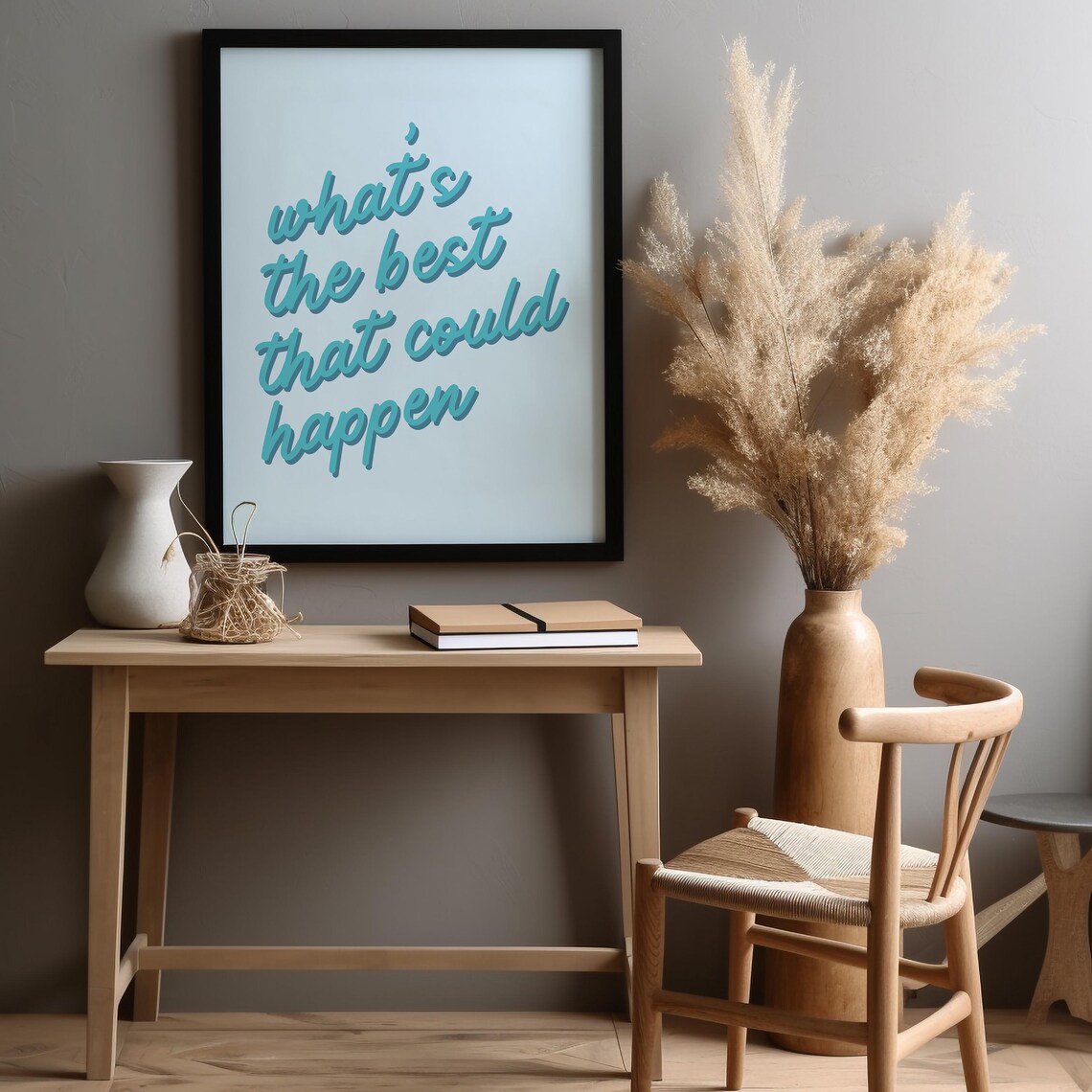 Whats the Best That Could Happen Teal Script Quote Poster Optimism Print - Image 2