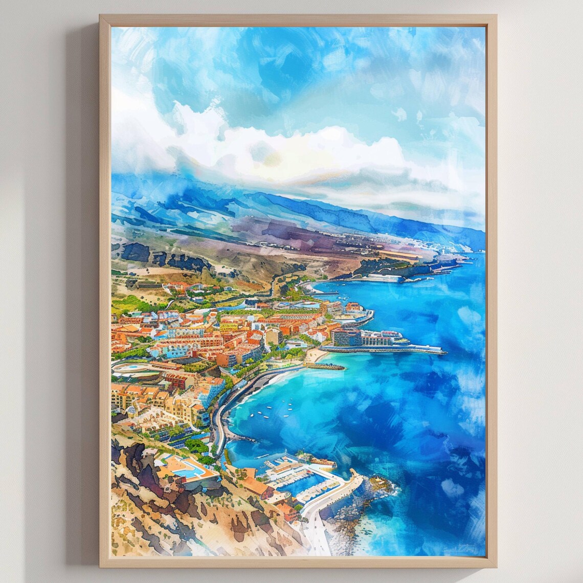 Tenerife Island Canary Islands Spain Watercolor Travel Poster