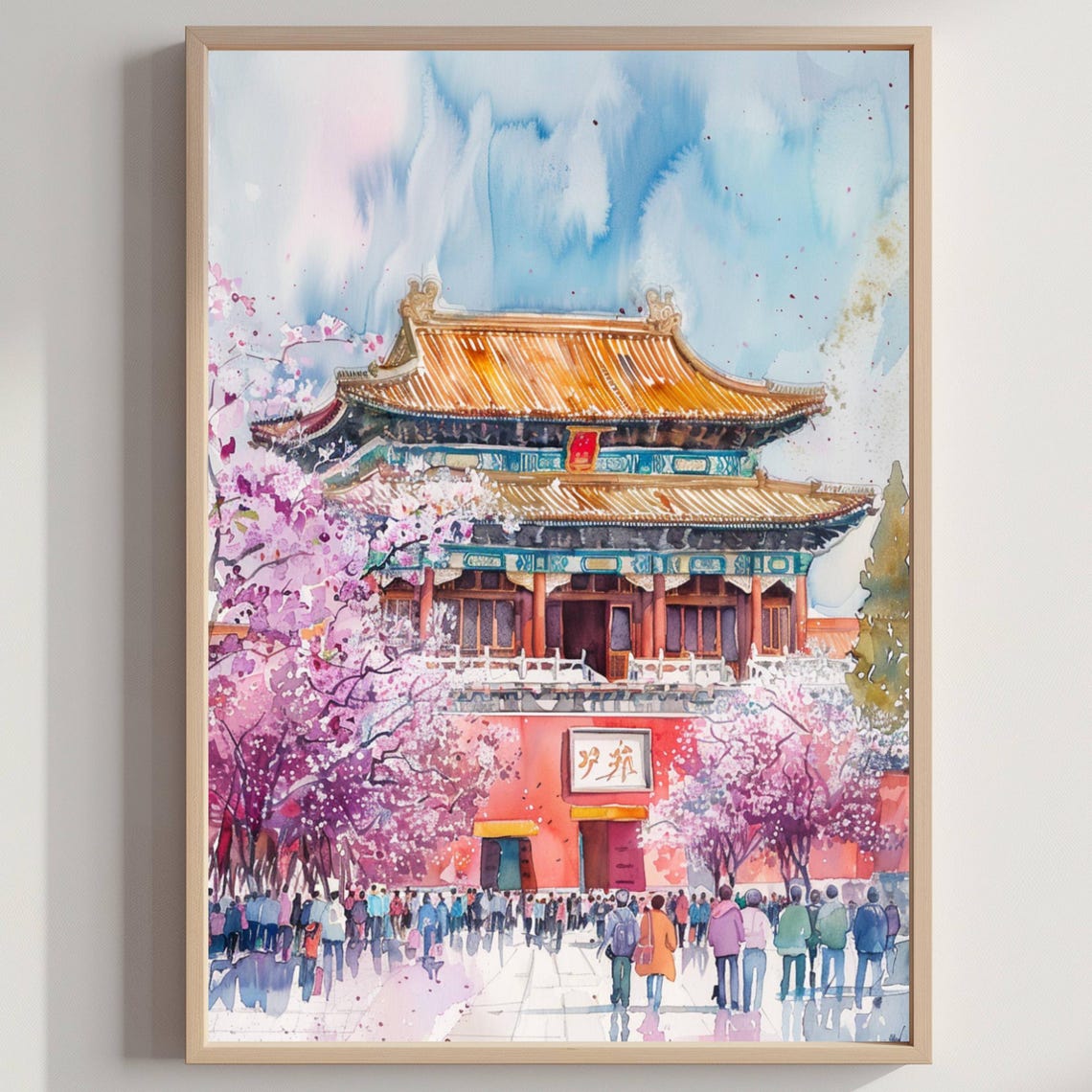 Beijing Forbidden City Golden Hall Cherry Blossom Art Poster