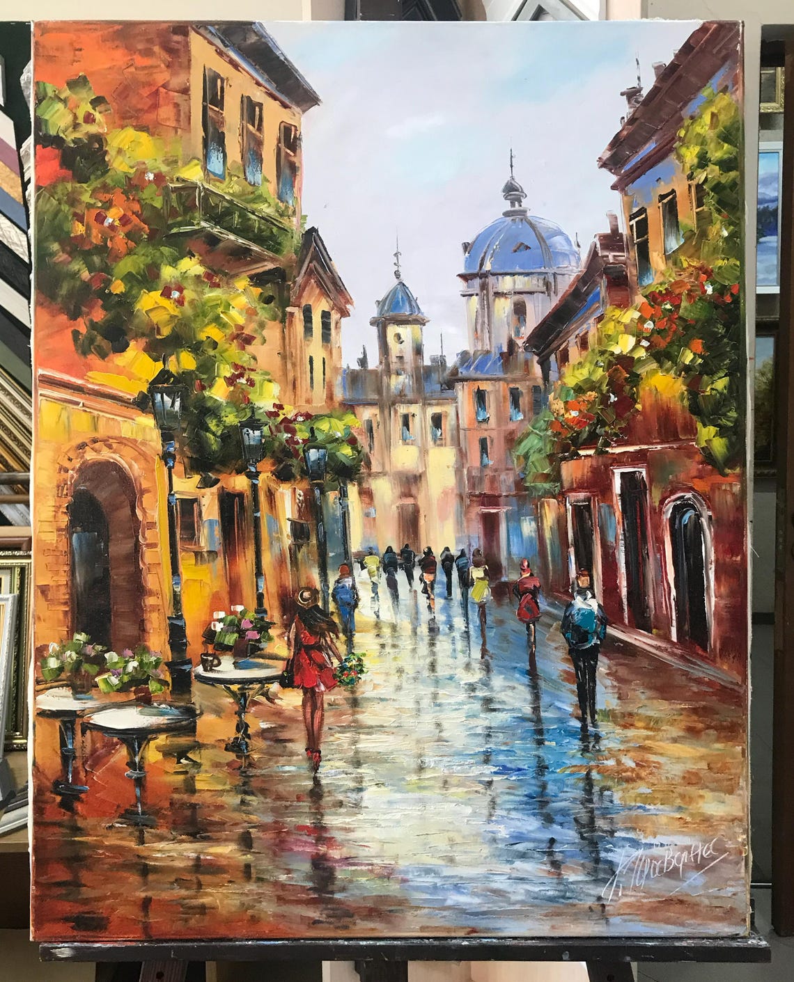European Street Scene Paintings On European City Art Old Town Painting Original Street Scenery Painting French Street Art - Image 2