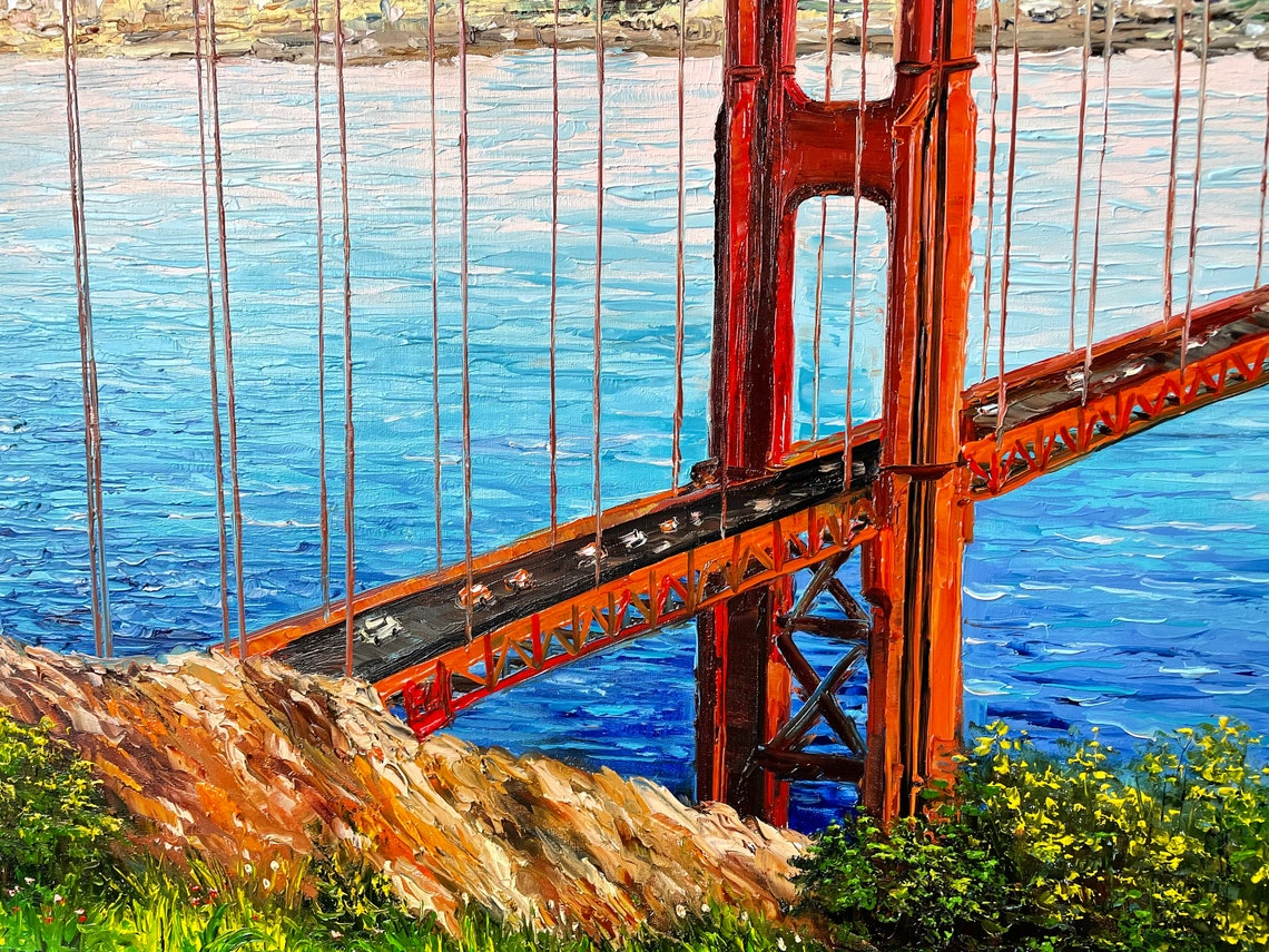 Golden Gate Bridge San Francisco California Sunny Bay Art Poster - Image 2