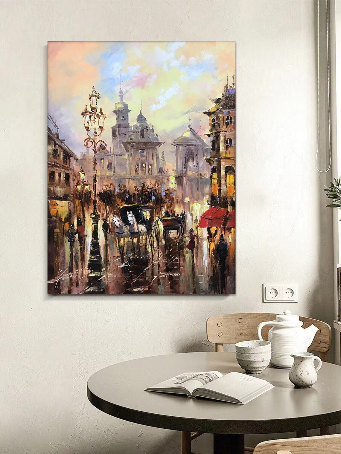 Prague Oil Painting, European City Street Art Print - Image 2