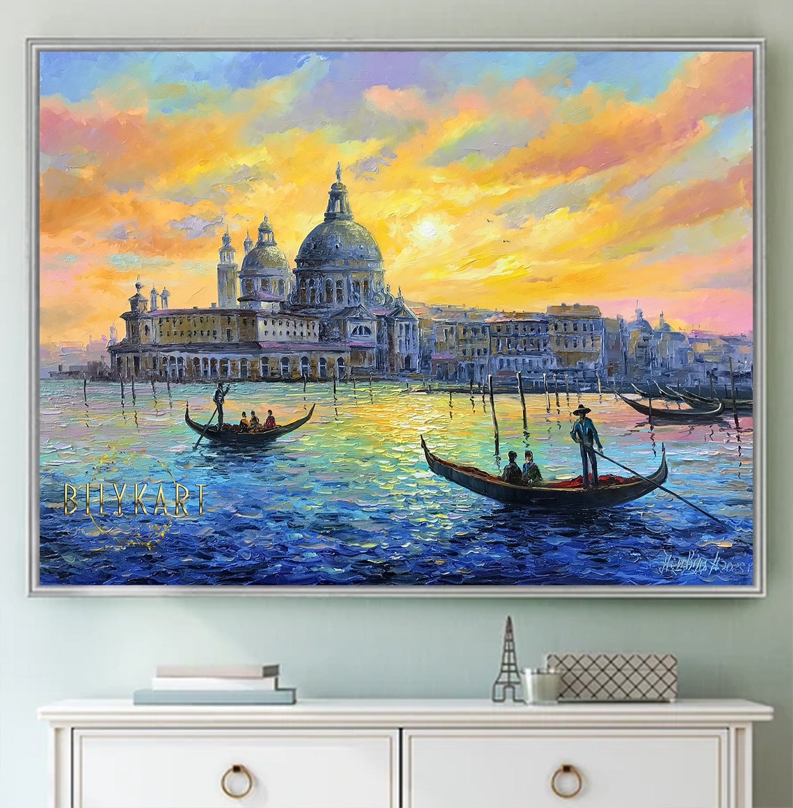 Venice Canal Oil Painting Original Paintings Of Italy Venice Wall Art Gondola Oil Painting Famous The Grand Canal Venice Painting On - Image 3