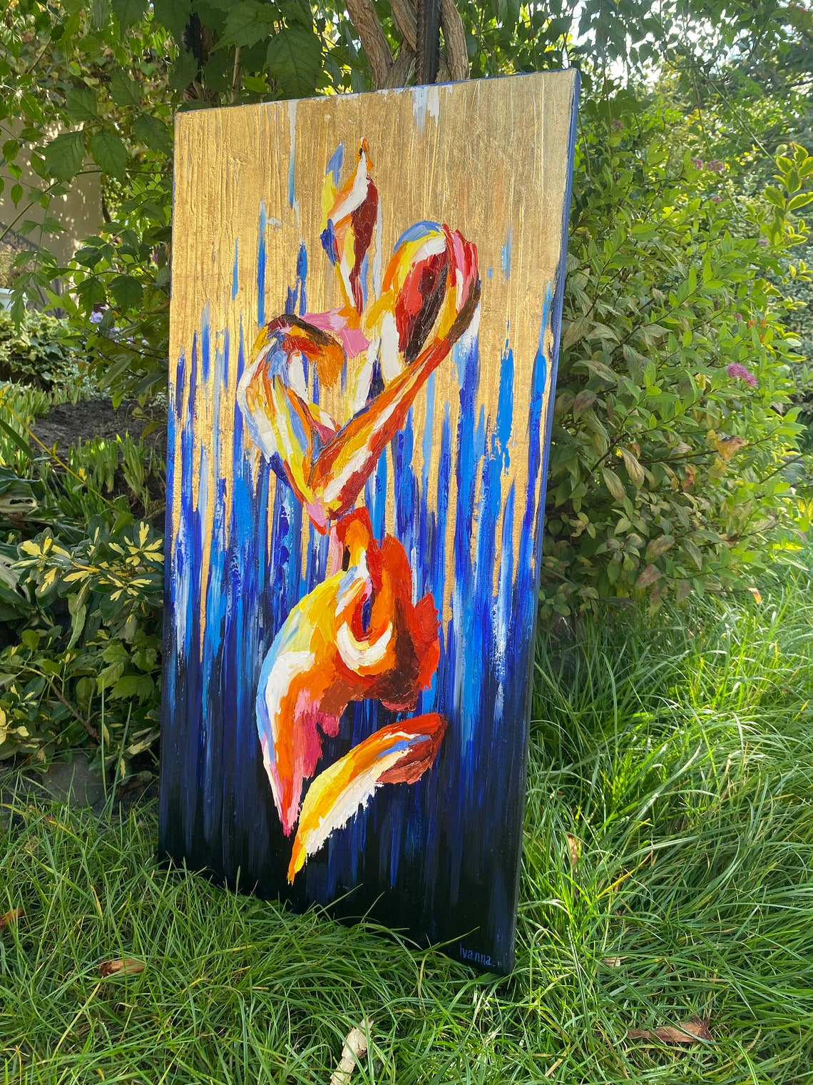 Modern Body Painting Sexy Nude Woman Oil Painting Erotic Painting Abstract Female Figure Art Full Body Painting Gold Leaf Body Art - Image 2