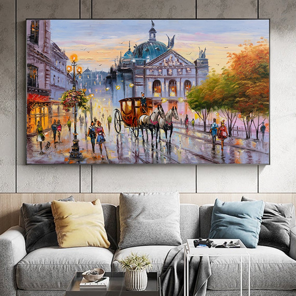 Lviv Ukraine Opera House Evening Carriage Street Impressionist Poster - Image 2