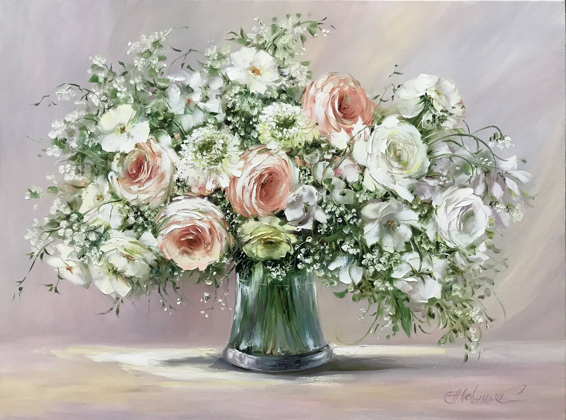 Custom Wedding Bouquet Oil Painting Art Print
