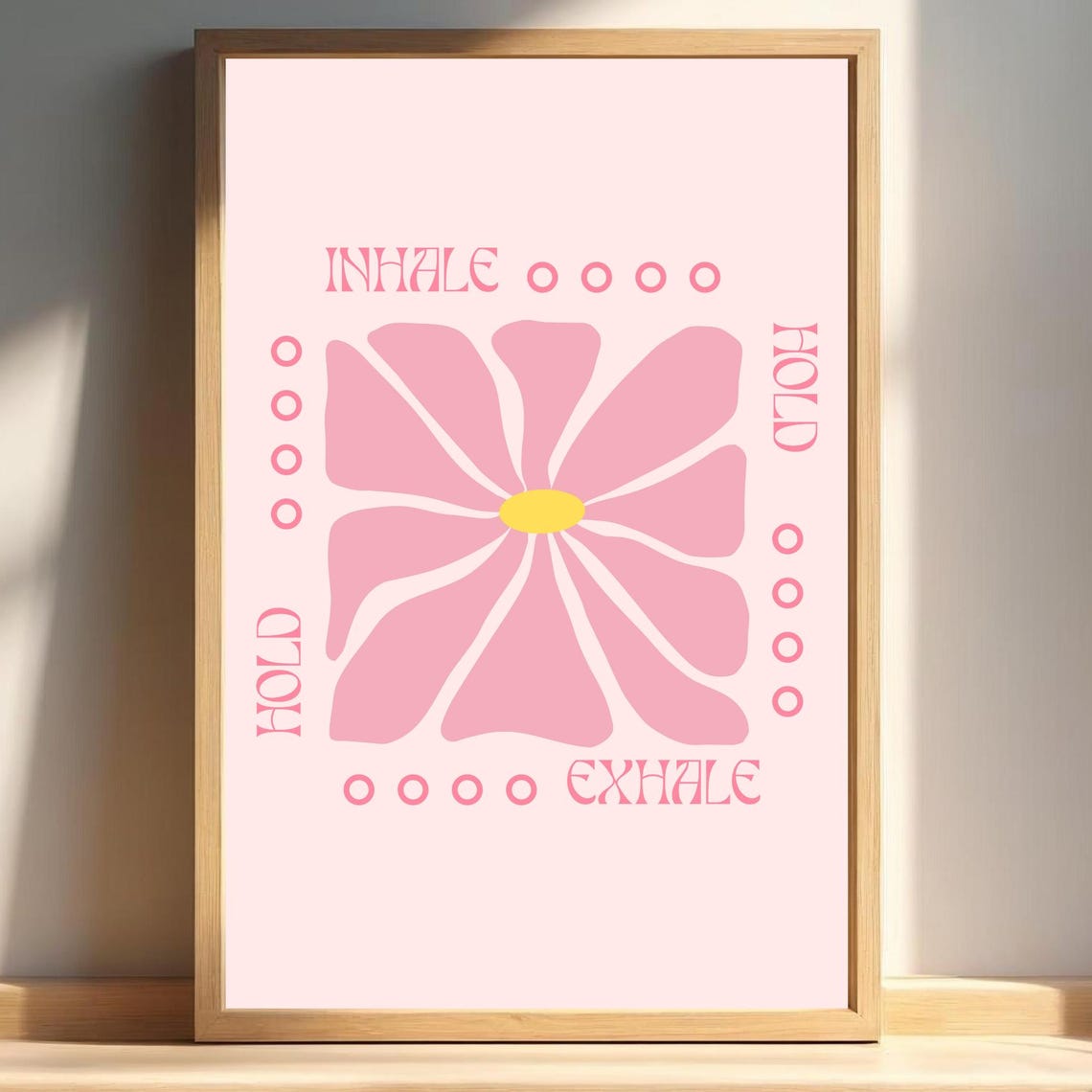 Pink Retro Box Breathing Flower Print for Classroom Calm Corner Art