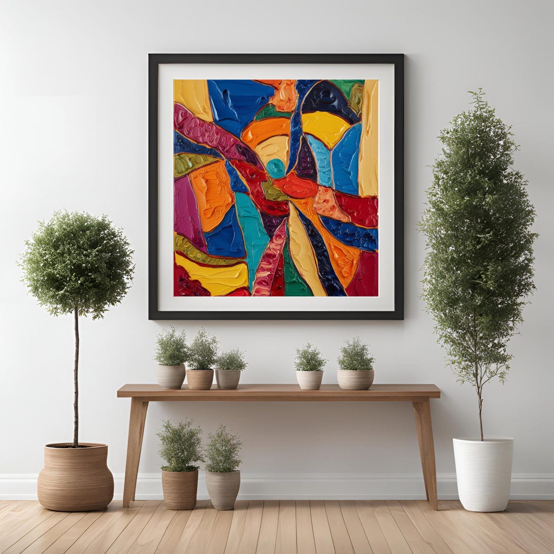 Chromatic Symphony Bold Abstract Impasto Swirl Modern Poster