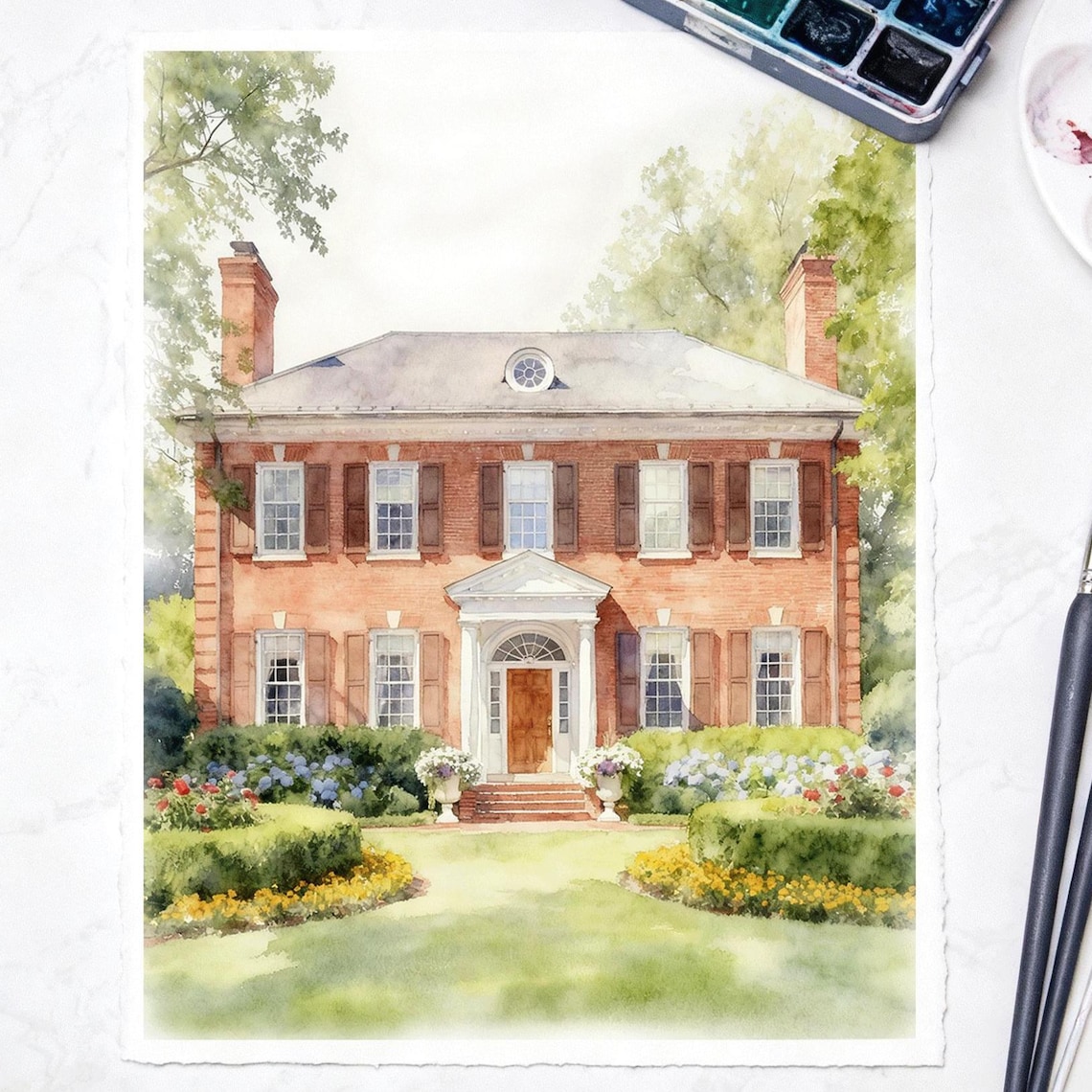 Home Portrait House Painting Watercolor Art Print
