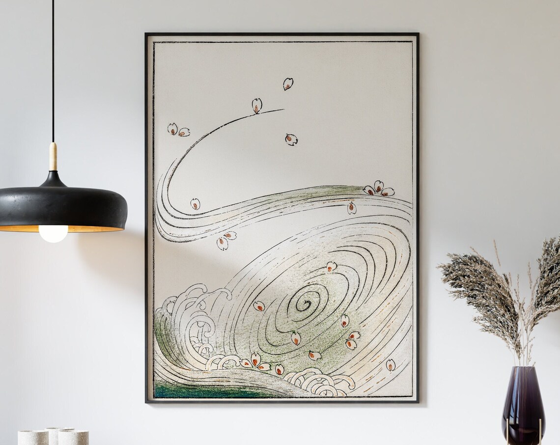Watanabe Seitei Wind And Flower Japanese Woodblock Spiral Art Poster - Image 3