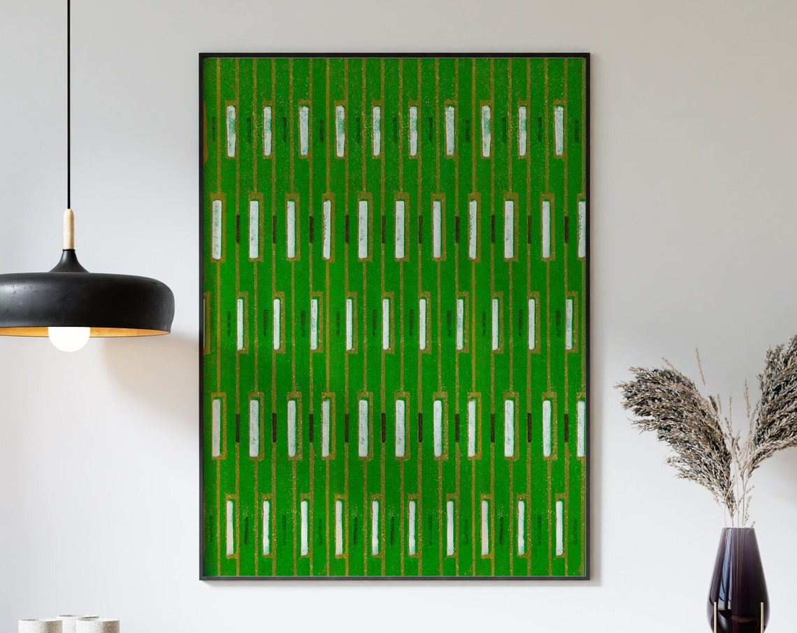 Emerald Green Geometric Mid Century Modern Abstract Pattern Poster - Image 3