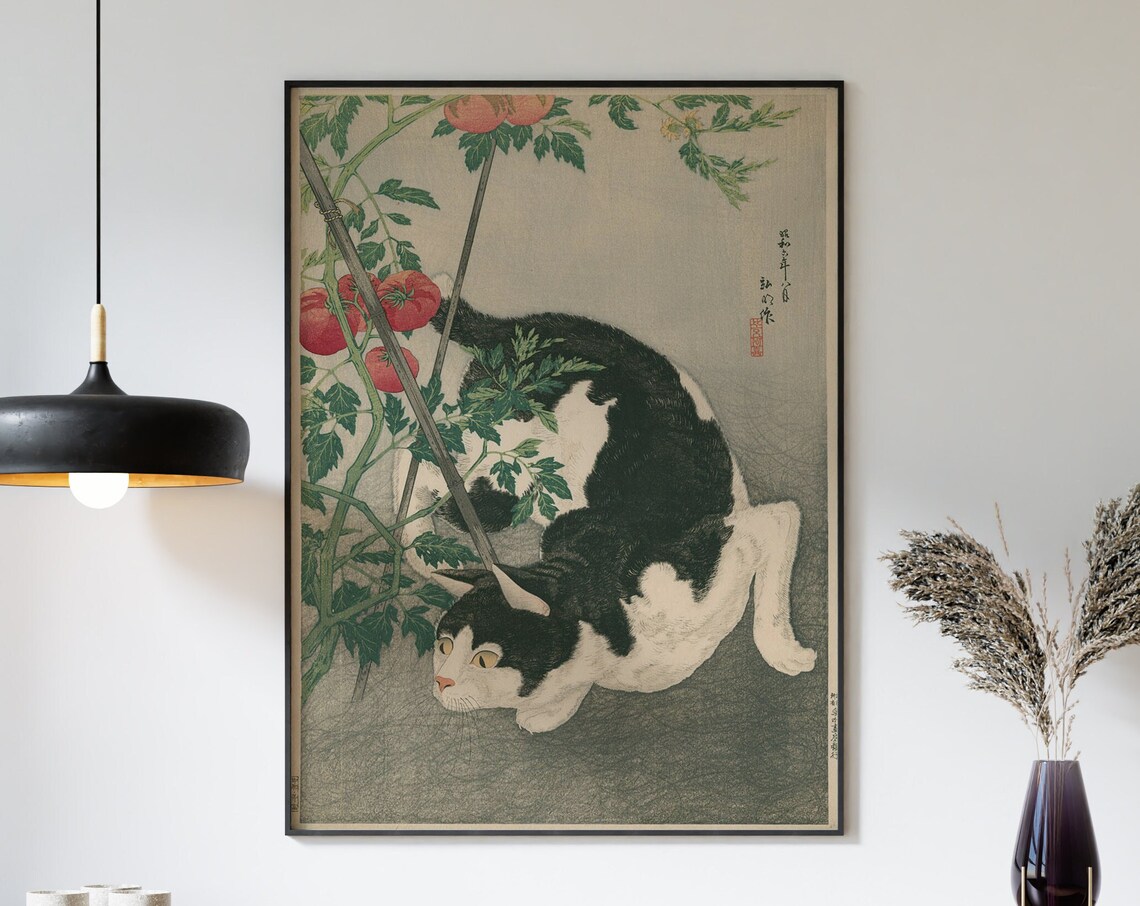 Japanese Cat Art Print, Animal Wall Decor - Image 3