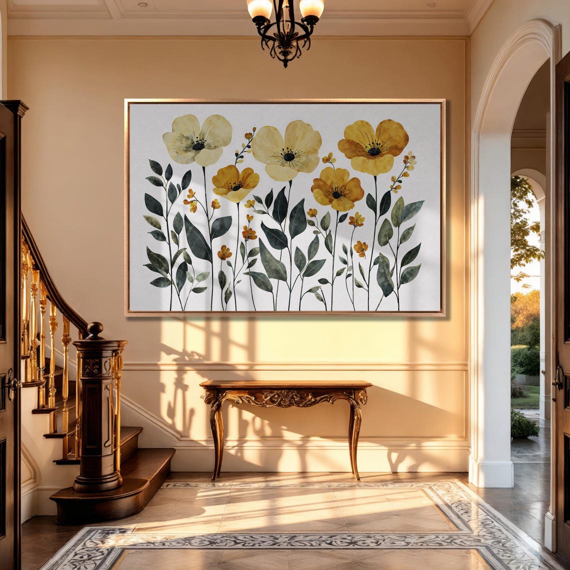 Yellow Poppies Watercolor Botanical Floral Art on White Poster - Image 5