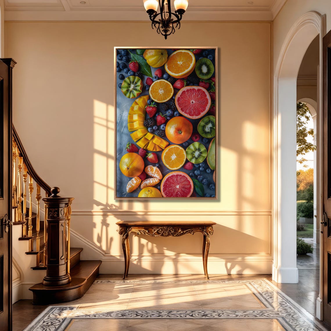Vibrant Fresh Fruit Flat Lay Food Photography Vertical Poster - Image 3