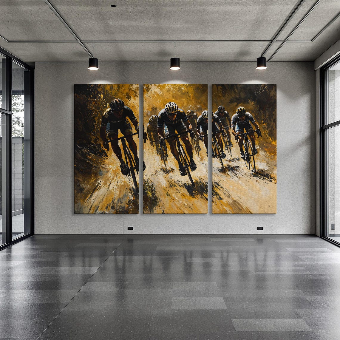Golden Hour Cycling Race Peloton Painted in Sepia Style Poster - Image 6