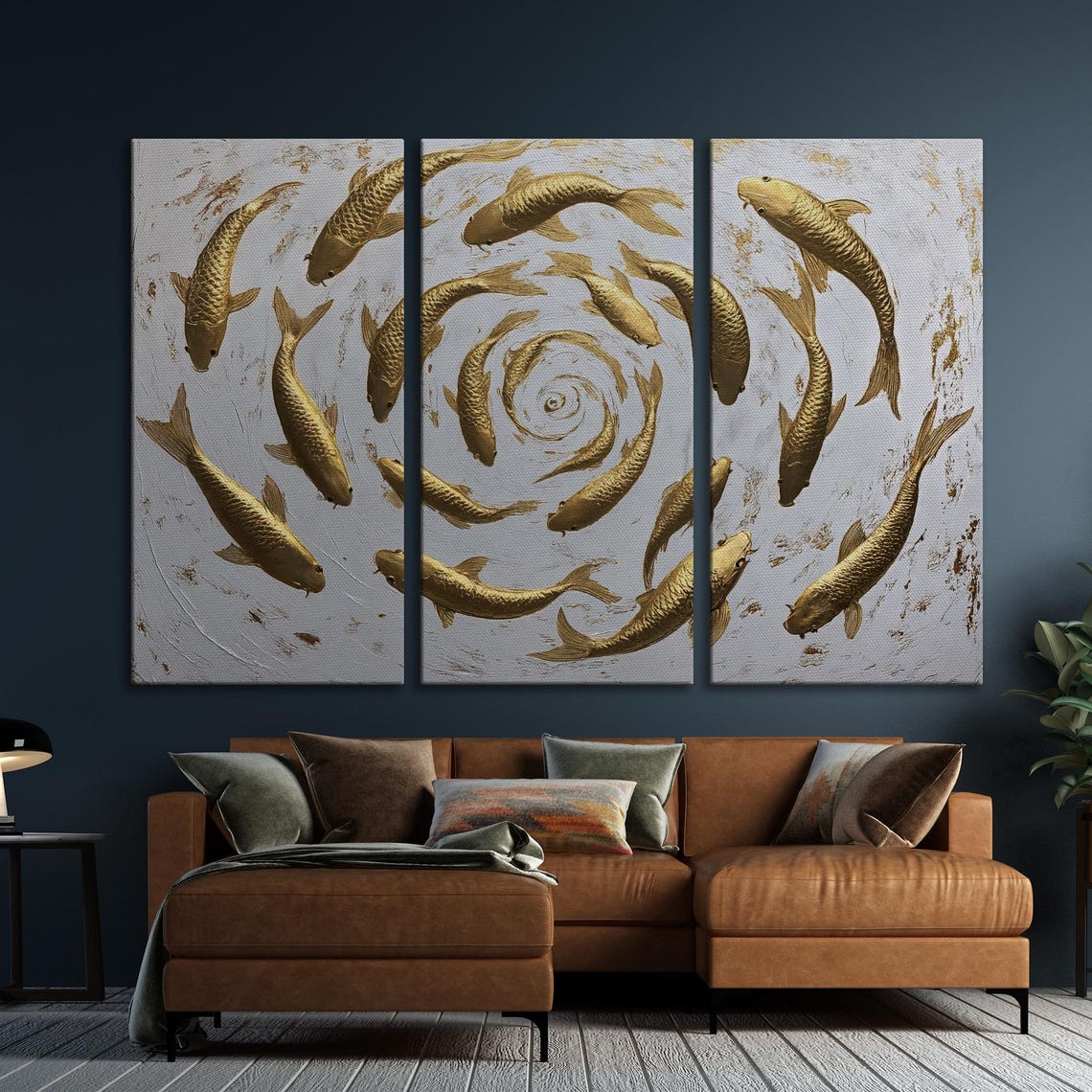 Shoal Of Golden Koi Fish Wall Art Japanese Carp Painting Print Elegant Wall Decor Zen Inspired Poster Absctract Artwork Ready To Hang - Image 5