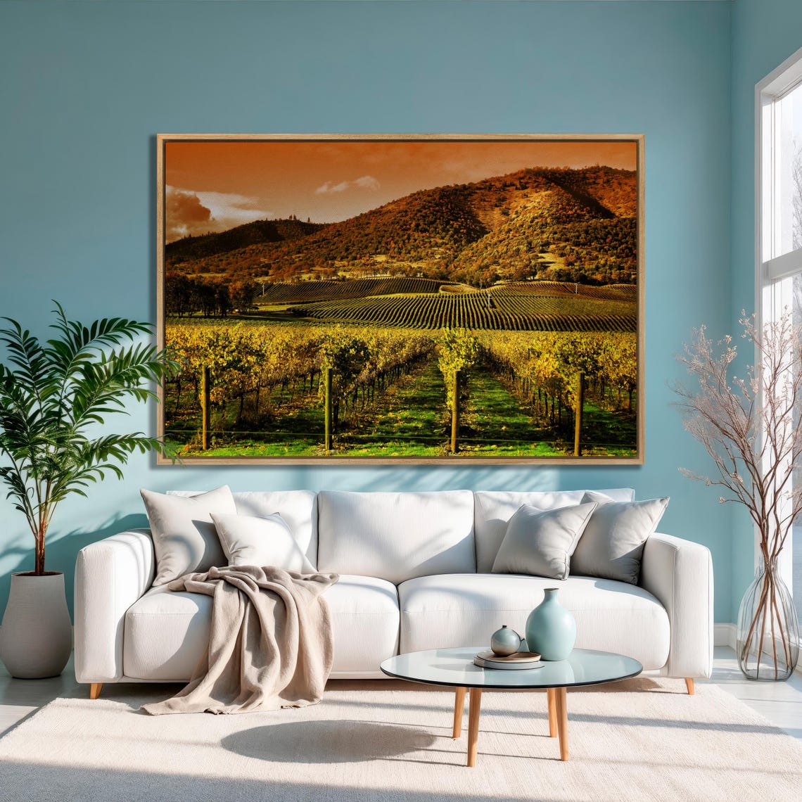 Vineyard Rows Under Golden Sunset With Rolling Hills Tuscany Poster - Image 2