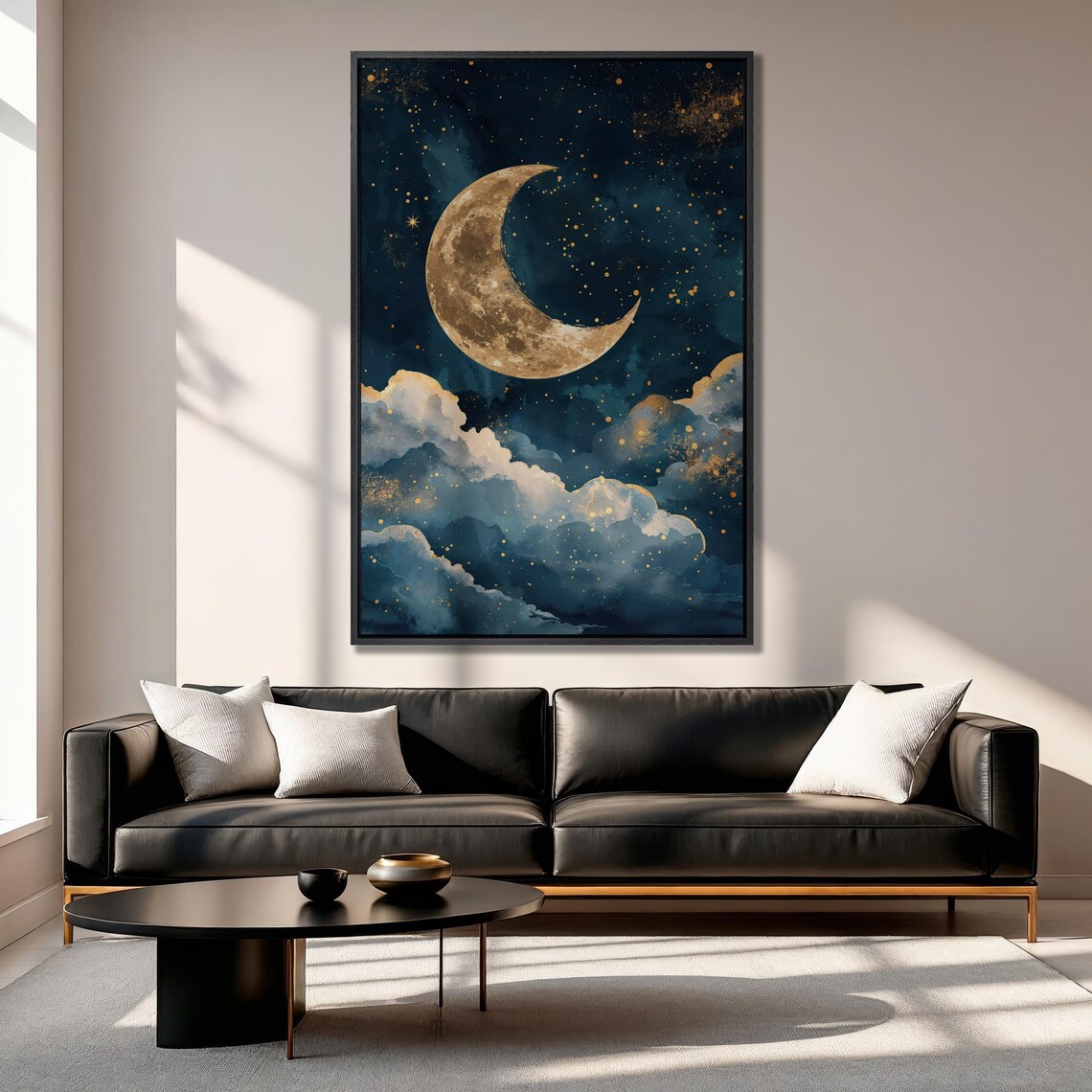 Golden Moon Starry Sky Art Print, Nursery Decor - Image 4