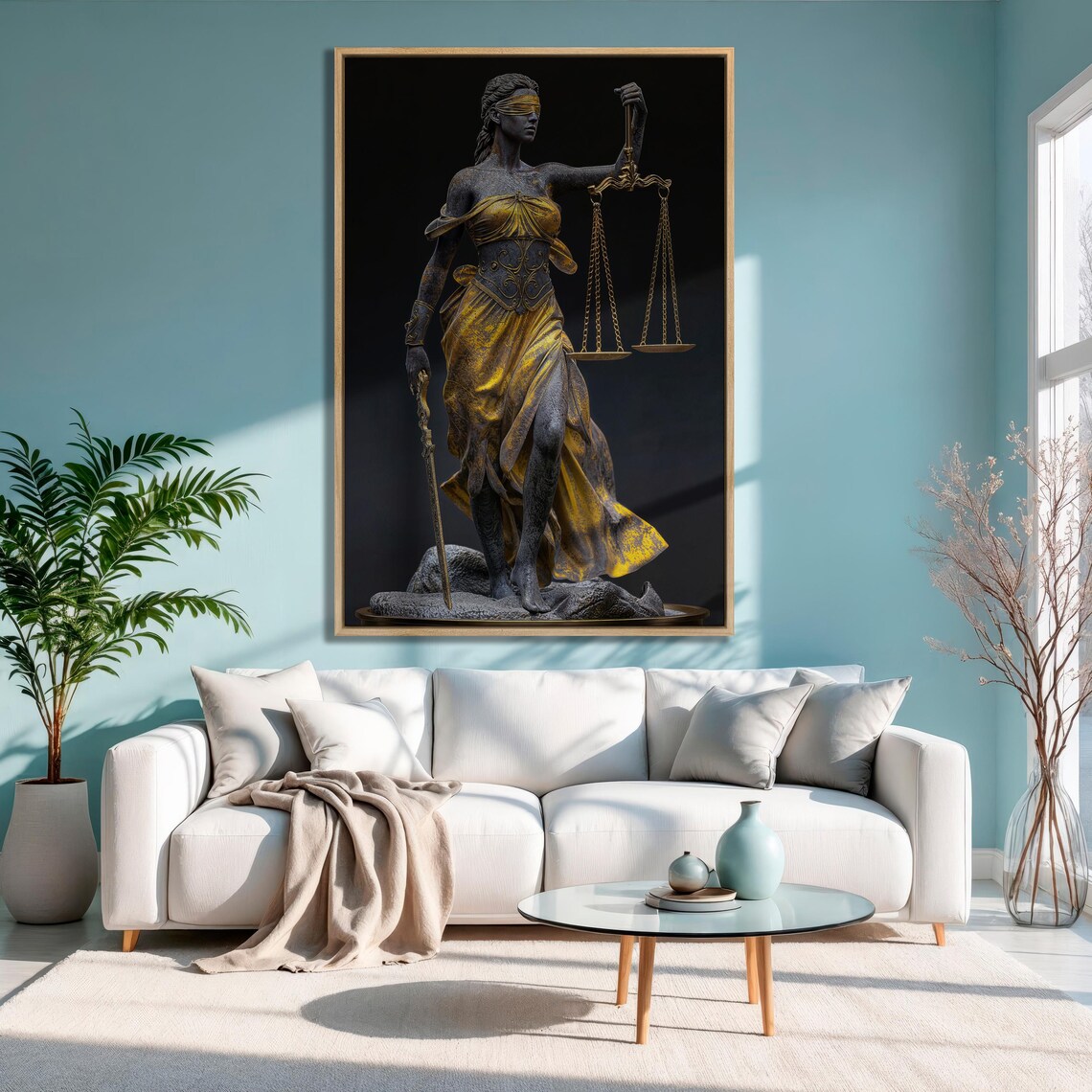 Themis Statue With Justice Scale, Bronze Gold Art Print - Image 5