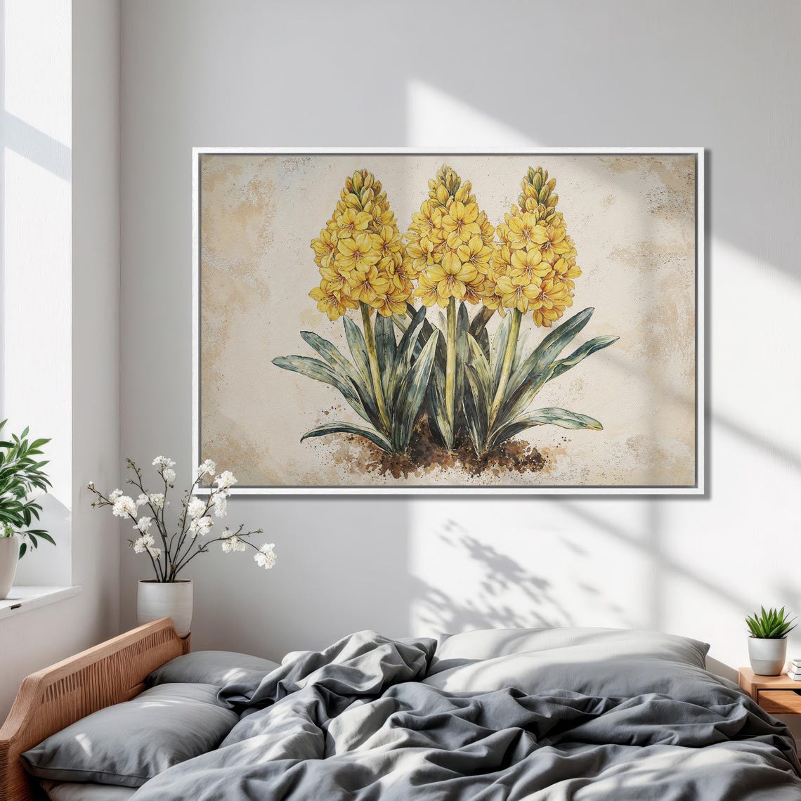 Yellow Hyacinth Blooms In Botanical Vintage Style Floral Poster - Image 2