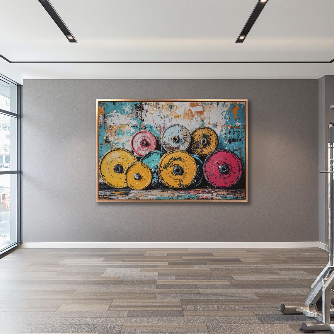 Colorful Barbell Weights Gym Art Print, Workout Decor - Image 3
